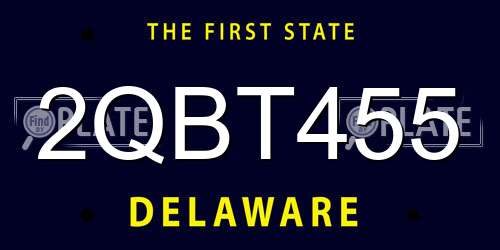 2QBT455 Delaware License Plate