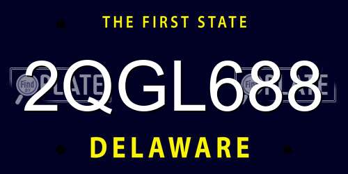 2QGL688 Delaware License Plate