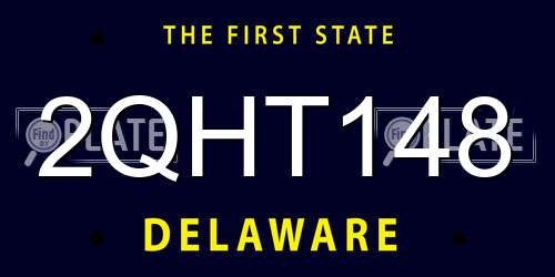 2QHT148 Delaware License Plate