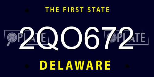 2QO672 Delaware License Plate