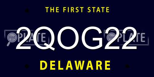 2QOG22 Delaware License Plate