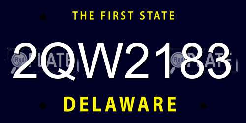 2QW2183 Delaware License Plate