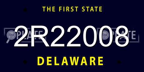 2R22008 Delaware License Plate