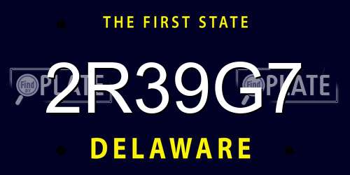 2R39G7 Delaware License Plate