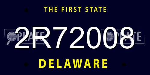 2R72008 Delaware License Plate
