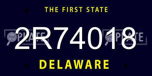 2R74018 Delaware License Plate