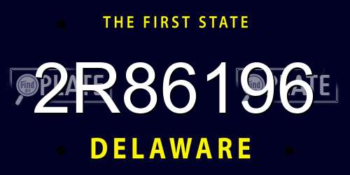 2R86196 Delaware License Plate