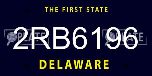 2RB6196 Delaware License Plate