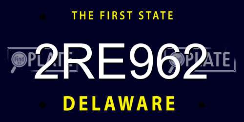 2RE962 Delaware License Plate
