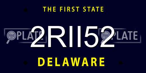 2RII52 Delaware License Plate