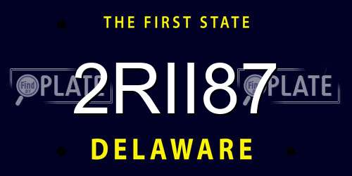 2RII87 Delaware License Plate