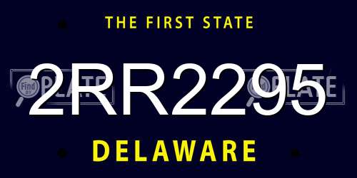 2RR2295 Delaware License Plate