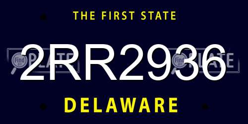 2RR2936 Delaware License Plate