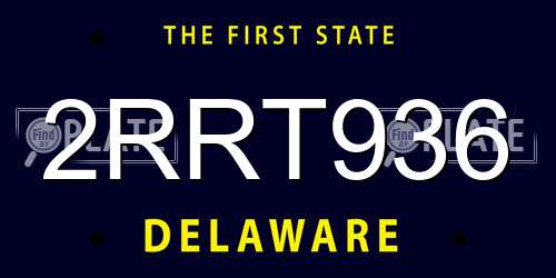 2RRT936 Delaware License Plate