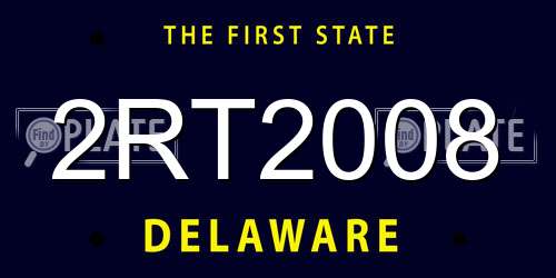 2RT2008 Delaware License Plate