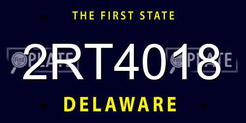 2RT4018 Delaware License Plate