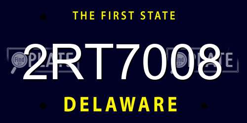 2RT7008 Delaware License Plate