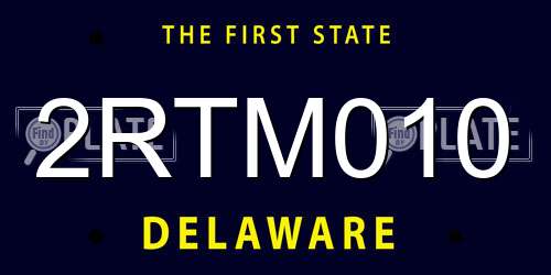 2RTM010 Delaware License Plate