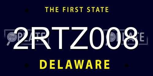 2RTZ008 Delaware License Plate