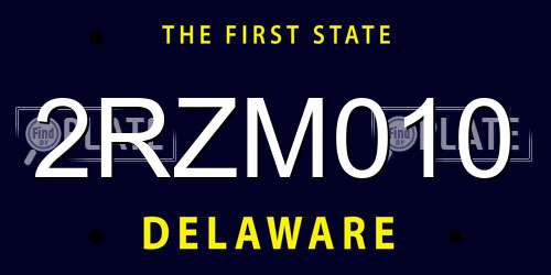 2RZM010 Delaware License Plate