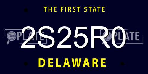 2S25R0 Delaware License Plate