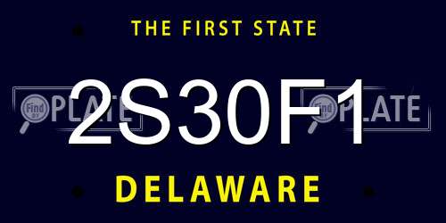 2S30F1 Delaware License Plate