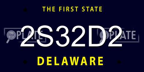2S32D2 Delaware License Plate