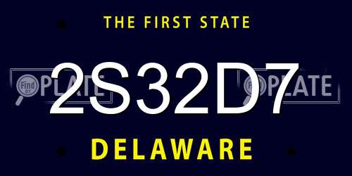 2S32D7 Delaware License Plate