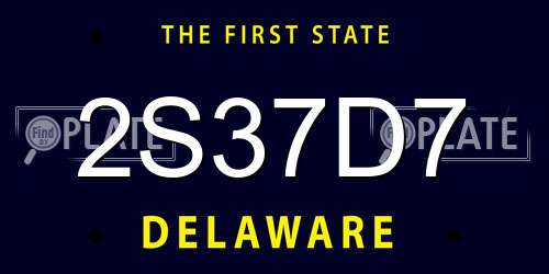 2S37D7 Delaware License Plate