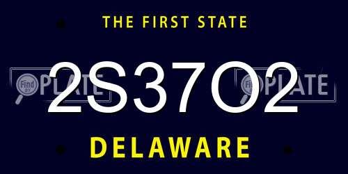 2S37O2 Delaware License Plate