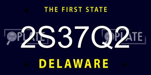 2S37Q2 Delaware License Plate