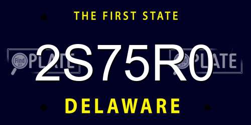 2S75R0 Delaware License Plate
