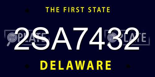 2SA7432 Delaware License Plate