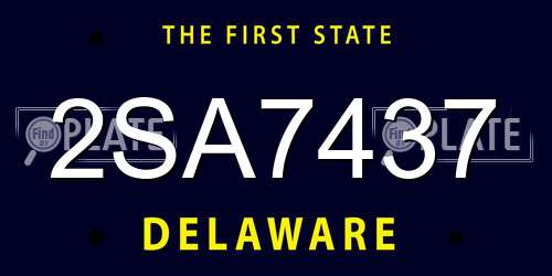 2SA7437 Delaware License Plate