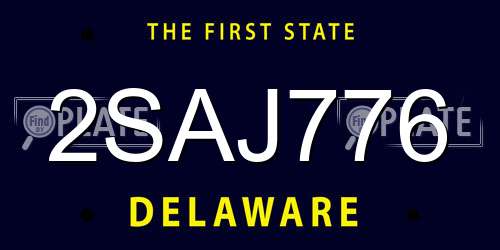 2SAJ776 Delaware License Plate