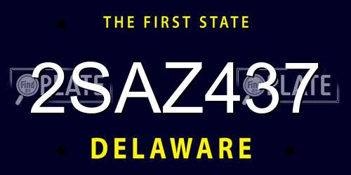 2SAZ437 Delaware License Plate