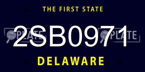 2SB0971 Delaware License Plate