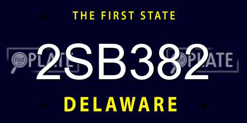 2SB382 Delaware License Plate