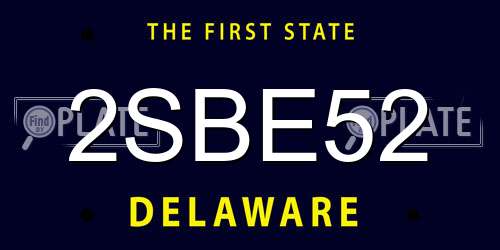 2SBE52 Delaware License Plate
