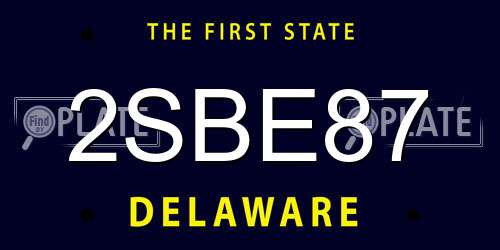 2SBE87 Delaware License Plate