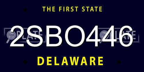2SBO446 Delaware License Plate