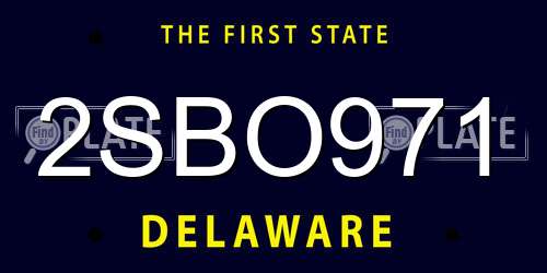 2SBO971 Delaware License Plate