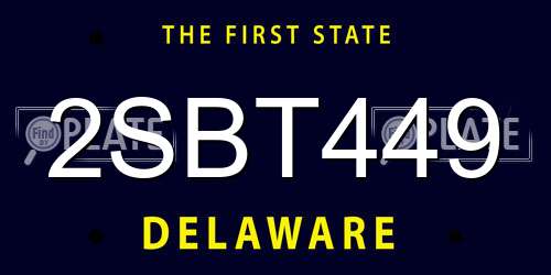 2SBT449 Delaware License Plate