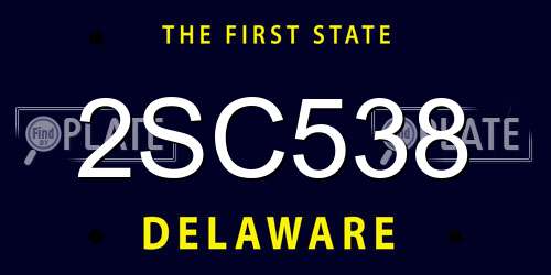 2SC538 Delaware License Plate