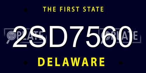 2SD7560 Delaware License Plate