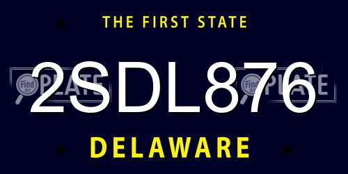 2SDL876 Delaware License Plate