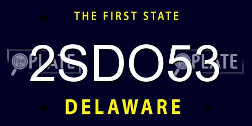 2SDO53 Delaware License Plate