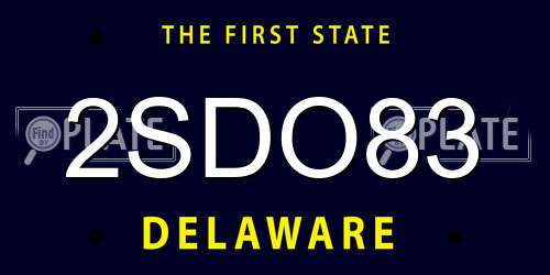 2SDO83 Delaware License Plate