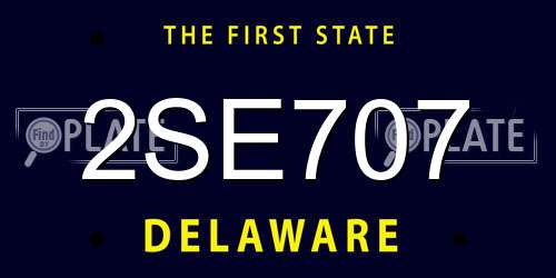 2SE707 Delaware License Plate
