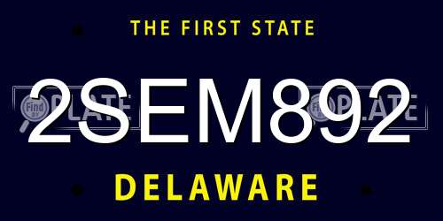 2SEM892 Delaware License Plate